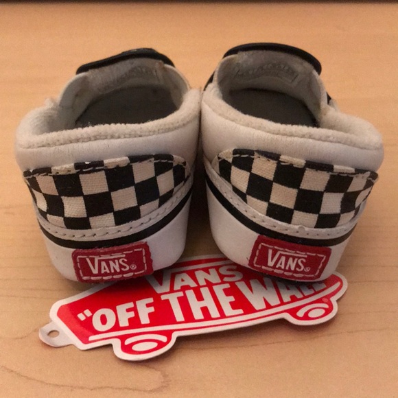 Baby Vans Checkered Black & White Slip On Shoes D2 - Picture 4 of 6